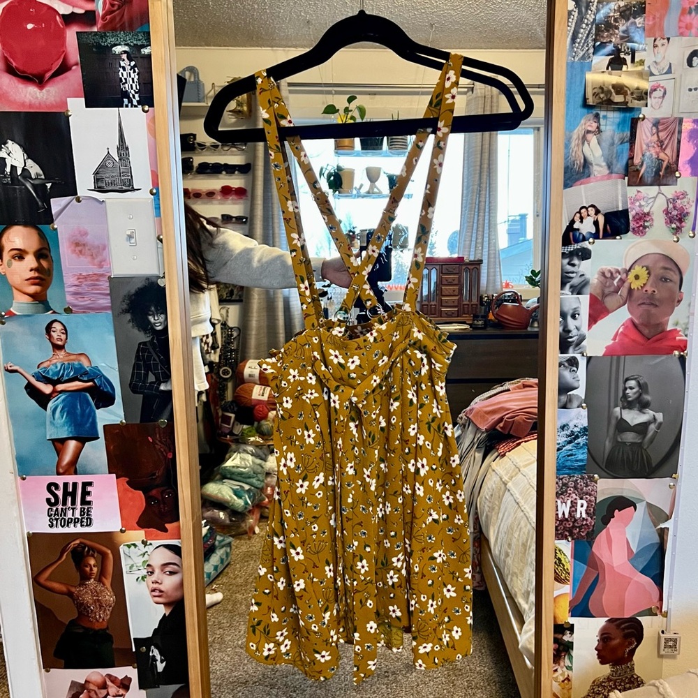 Floral Mustard Yellow Dress